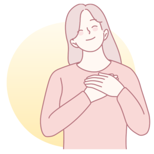 イメージ_安心する女性 - 植物園前ライラック皮膚科|札幌市桑園の女医が院長を務めるクリニック イメージイラスト_安心する若い女性