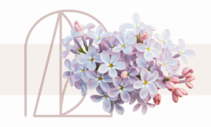 ロゴマークとライラックの花の写真で構成されたアイキャッチ画像